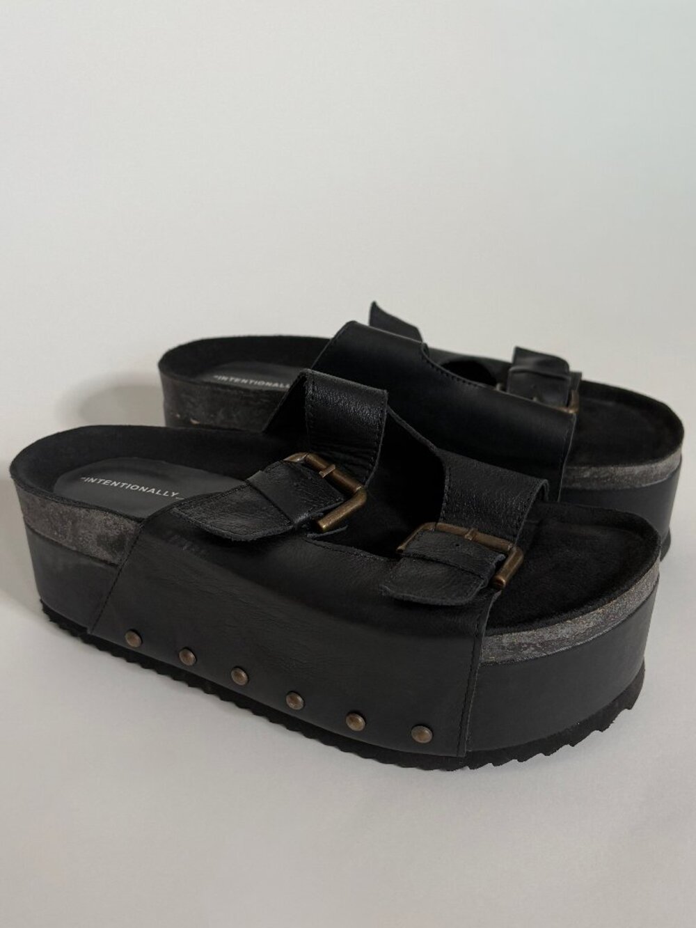 Intentionally Blank Cooper-2 Leather Wedge platform sandals